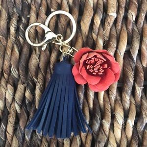 Cute Floral and Tassel Key Fob w/convenient clip
